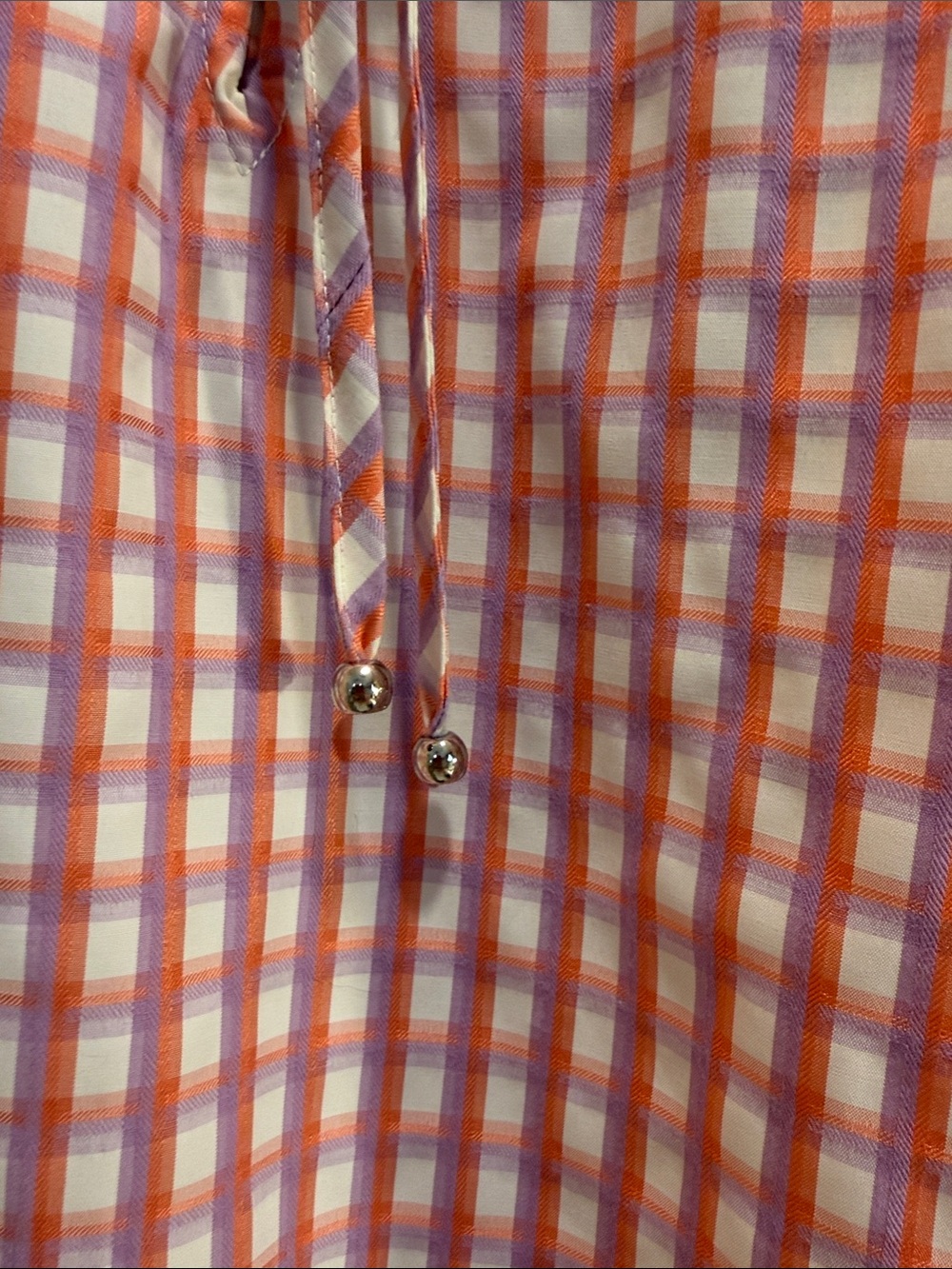 entro Pink Plaid Ruffle Tie-Neck Blouse - Picture 3 of 5